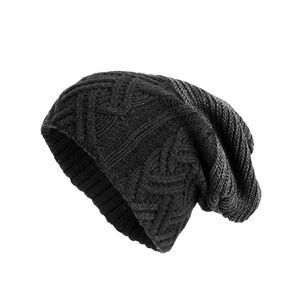 Mens Black Knit Hat With Fur Lining